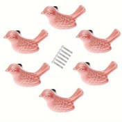 Resim 6 Adet Pembe Sevimli Kuş Tasarımlı Dolap Kolu Tutacakları, Kurulum Vidaları ile Seramik Çekmece Kulpları, Vintage Çinko Alaşım Çekmeceler 
