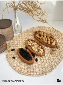 Resim DSYapıAksesuar Doğal Ahşap Sunum Tabakları Oval Ahşap Çerez Tabakları(KAYIN/GÜRGEN)(3 PARÇA) 