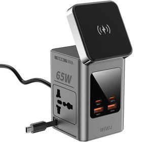 Resim Wiwu Wi-W040 Telefon & Akıllı Saat & Kulaklık İçin GaN 65W 8in1 Şarj İstasyonu - Gri 