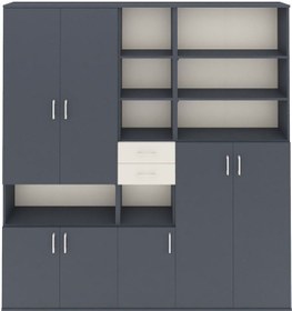 Resim Arges Dolap 17 Raflı 2 Çekmeceli 7 Kapaklı 220x30x243 Antrasit-antrasit/aytaşı Antrasıt/aytası 