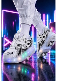Resim Muggo Pato Çocuk Işıklı Patenli Tekerlekli Sneaker Spor Ayakkabı Beyaz 