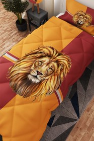 Resim BelezaHome Sarı kırmızı Aslan Desenli Tek Kişilik Çocuk Yorganı Uyku Seti 