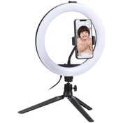Resim Yaozixa 10 İnç Masaüstü Led Ring Işık - 3 Işık Modu, 11 Seviye Parlaklık, Usb Besleme, Tripod, Telefon Tutucu Ve Küçük Bulb Head 