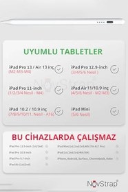 Resim NovStrap Apple iPad Air 11 M2/M3 ile Uyumlu Dokunmatik Tablet Kalemi DZ900 Gen3 Stylus Pencil Avuç İçi Reddi 2 Adet Yedek Uç 