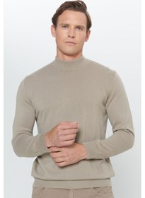 Resim Ac&Co / Altınyıldız Classics Erkek Vızon Standart Fit Normal Kesim Yarım Balıkçı Yaka Pamuklu Triko Kazak Vızon Vizon 