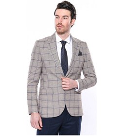 Resim Wessi Ekose Slim Fit Bej Erkek Ceket - Wessi Bej 