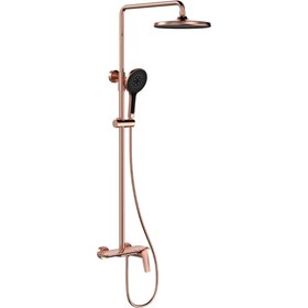 Resim ACAR SU ARMATÜRLERİ ROZA BRONZ SERİSİ YAĞMUR DUŞ SİSTEMİ VE TUŞLU PİYANO BANYO BATARYASI 