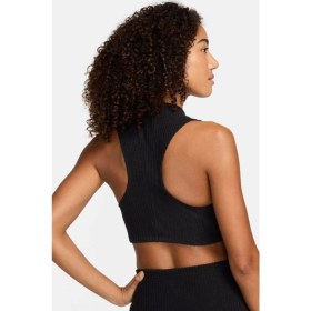 Resim Nike Tight Fit Mock Neck Crop Tank Top Kadın Crop Dar Kesim Yüksek Yaka Fitilli Jarsey Atlet Siyah 