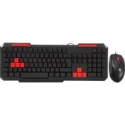 Resim Everest KM-6825 Siyah USB Multimedia Klavye + Mouse Set Kırmızı Tuşlu 