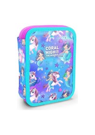 Resim Coral High İki Karlı Organizer Kalemlik - Turkuaz Unicorn, Kız Çocuk, Turkuaz Unicorn Turkuaz 