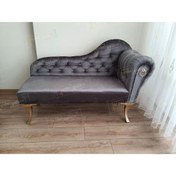 Resim aldagelsin Ters Kol Dekoratif Bihter Koltuk Josefin Puf 120 cm Gold Ayak 