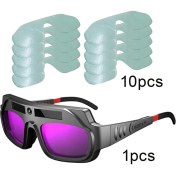 Resim Pandoraplanet Xhhdqes Otomatik Kararan Kaynak Gözlüğü Anti-Scratch Geniş Görünüm Kaynakçı Gözlük Plazma Kesim Için 10 Adet Lensler ile (Yurt Dışından) 