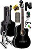 Resim Midex MGX-100BK-ST 4/4 Sap Ayarlı Çanta Stand Tuner Capo Askı Metod Pena Üst Seviye Klasik Gitar 