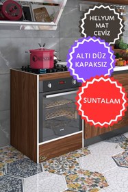 Resim Kenzlife Ankastre Fırın Modülü Kabini Helyum Mat Ceviz Suntalam 85(Y)*60(G)*57(D)ocak Dolabı Kapaksız Ayaksız 