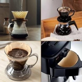 Resim Kahve Filtreleri, 200 Adet 1-4 Fincan Beyazlatılmamış Doğal Kağıt Konik Kahve Filtresi, Küçük Boy Kahve Filtresi, Pour Over Kahve Dripper ve Kahve Makineleri Için (Ahşap Rengi) 