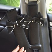 Resim 1 Çift Şık Elegant Siyah Otomobil Emniyet Kemer Pedleri ile "AŞK" Mücevheri ve Rönesans Tasarımı - Konforlu Naylon Omuz Koruyucular Artırılmış Güvenlik ve Şekil için, Otomobil Koltuk Aksesuarları, Şık Otomobil Aksesuarı, Dayanıklı Koruyucu Kılıf 