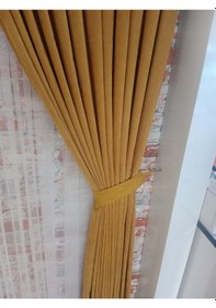 Resim Koyu Hardal Renk Fon Kadife Perde Çift Kanat 1/3 Sık Pileli Dikim V-17 Koyu Hardal 