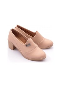 Resim Dgn 23032 Kadin Kurdela Desenli Topuklu Ayakkabi 23032-2537-R0152 Bej 