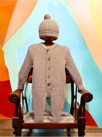 Resim Bebek Örgü Fitilli Bereli Kışlık Tulum-15298 Gül Kurusu 