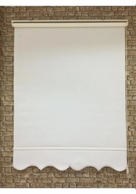 Resim Etekli Leke Tutmaz Stor Perde Kırık Beyaz Modern Güneşlik 