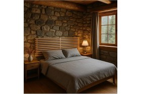 Resim Pinoxi 180CM Masif Ahşap 2 Adet Raflı Yatak Başlığı 180CM x 60CM Masif Natural Çam 