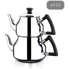 Resim Özkent Marmaris Mega Boy 4,9 Lt Paslanmaz Çelik Çaydanlık Siyah K316 Siyah 