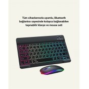 Resim Buğz Şık ve Sessiz Tasarımlı Işıklı Klavye Mouse Seti – Şarjlı, Wireless 