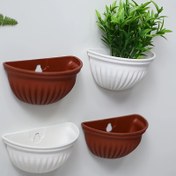 Resim 2 Adet/1 Adet Klasik Avrupa Çizgili Duvara Monte Plastik Saksı Seti - Yuvarlak Dalga Kenarlı, İç ve Dış Mekan Rüzgar Geçirmez, Yağmura Dayanıklı, Aşınmaya Dirençli, Dayanıklı, Ev Dekorasyonu, Bahçe Süsleme Malzemeleri 
