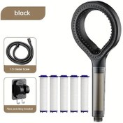 Resim Willowhaven Siyah Yerleşik Filtreli Basınçlı Duş Başlığı Seti Ev Otel Karavan Kamp 