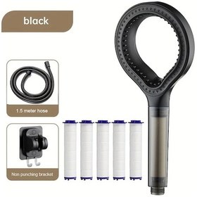 Resim Willowhaven Siyah Yerleşik Filtreli Basınçlı Duş Başlığı Seti Ev Otel Karavan Kamp 