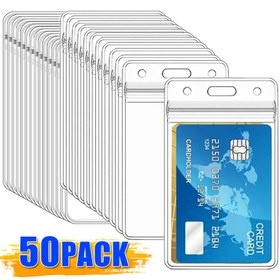 Resim 50 adet Şeffaf PVC Su Geçirmez Kart Tutucu, Dikey 65*117mm İş, Otobüs, Banka, Kredi, Kimlik & Rozet Kartları için Koruyucu Kılıf, Plastik, Kart Tutucu 