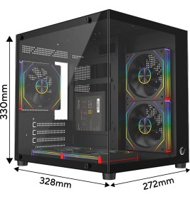 Resim Rampage Lumıd V2 750W 80 Plus Bronze M-Atx Temperli Camlı 5*12CM Argb Fan Siyah Oyuncu Kasası 