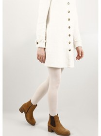 Resim Gönderi R Açık Taba Süet Fermuarlı Kalın Topuklu Hakiki Deri Chelsea Bot Taba Süet 