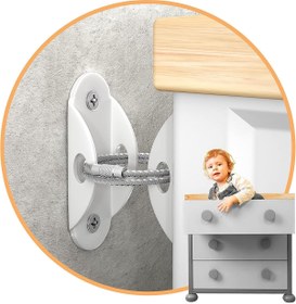 Resim STOREMAX Ağır Yük Çelik Halatlı Eşya Sabitleyici Aparat - Bebek ve Çocuk Güvenliği Deprem Mobilya Devrilme Dü 