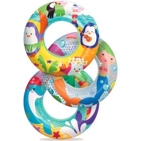 Resim Telvesse Deniz Temalı 3-6 Yaş Havuz Deniz Şişme Yüzme Simidi 51 CM Şeffaf 