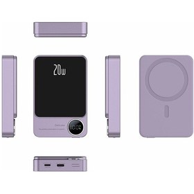 Resim Reedark 10000mah Mor Metal Magsafe Powerbank - 20w Pd Çift Yönlü Hızlı Şarj - Ultra İnce Manyetik Akıllı Taşınabilir Şarj Cihazı 