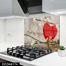 Resim Olinpa Cam Ocak Arkası Koruyucu | Kalp Desenli 