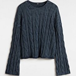 Resim MILA CABLE KNIT CROP KAZAK 