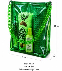 Resim Fulian LIME RUSH - Küçük Boy Transparan Plastik Zincir Askılı Plaj Çantası - Şeffaf Yazlık Omuz Çantası 