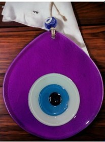 Resim Mavi Nazar Boncuklu Şeffaf Mor Renk Nazar Boncuklu Damla Desen El Yapımı Duvar Süsü 02-10mm 5yards 