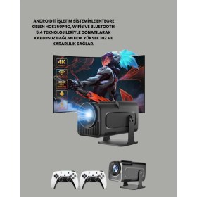 Resim Zero Land Techmrt 1.5 kg Ağırlığında, 4500 Retro Oyunlu Multimedya Projektör 