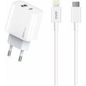 Resim Dvıp N35 Type-c To Lightning 2.4a Kablolu Hızlı Şarj Aleti Set Beyaz 