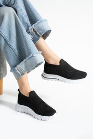Resim Ayax Siyah Triko (Beyaz Taban) Günlük Kadın Sneaker 