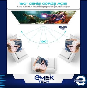 Resim PİNK İTHALAT 130" Hd Akıllı Projeksiyon Cihazı (Wifi,Bluetooth,180 ANSI Lümen, HD Görüntü + Asmalı Perde 