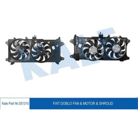 Resim KALE OTO Radyatör 351310 Fan Motoru Davlumbazlı Doblo 1.3 Mjet 03- 1.9Jtd 01- Euro III Çıft Motorlu Ac Klimalı 