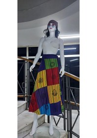 Resim Hint Etnik Kadın Patchwork Desenli Anvelop Etek 95 Cm Sarı 