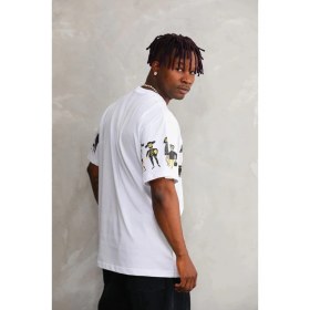 Resim Beruflic Bisiklet Yaka Baskılı Oversize T-Shirt - Beyaz 