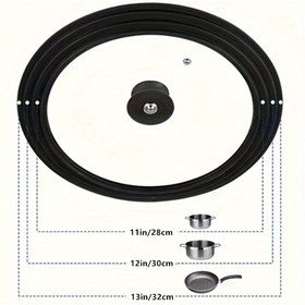 Resim Isıya dayanıklı silikon halkalı, 15.24cm-33.02cm pişirme tenceresi için uygun, evrensel kap ve tencere kapağı, mutfak için 1 adet çok katmanlı temperli cam kapağı 