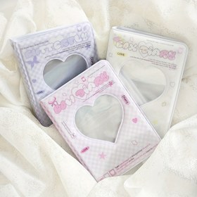 Resim Sevimli Kawaii 3 İnç PVC Kart Depolama Kitabı - Kalp Şekilli Tasarım, Pastel Renkler, Kimlik ve Toplanabilir Kart Organizasyonu için Mükemmel, Kart Ekran Kutusu 