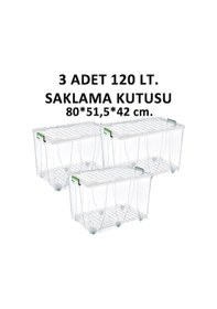Resim Şenyayla Mega Tekerli Saklama Kabı 120 L 3 Adet Şeffaf 